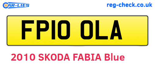 FP10OLA are the vehicle registration plates.