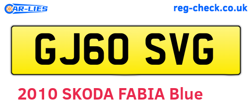 GJ60SVG are the vehicle registration plates.