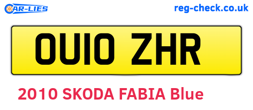 OU10ZHR are the vehicle registration plates.