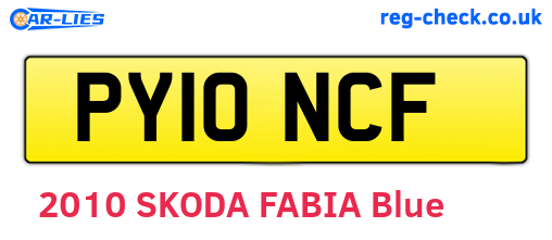PY10NCF are the vehicle registration plates.