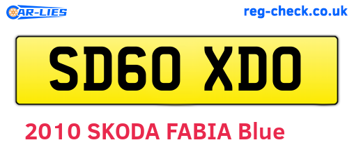SD60XDO are the vehicle registration plates.