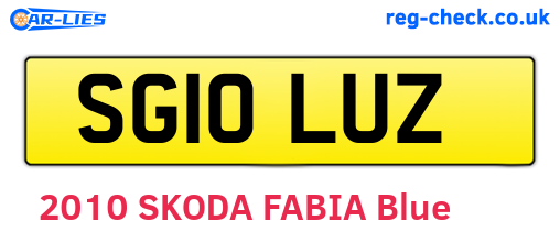 SG10LUZ are the vehicle registration plates.