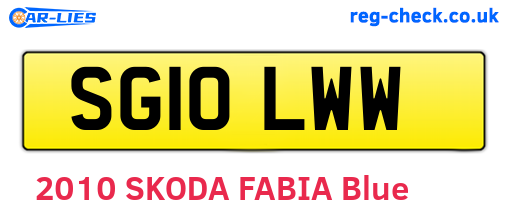 SG10LWW are the vehicle registration plates.