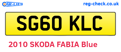SG60KLC are the vehicle registration plates.