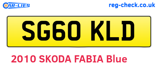 SG60KLD are the vehicle registration plates.