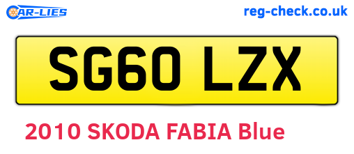 SG60LZX are the vehicle registration plates.