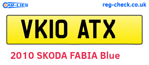 VK10ATX are the vehicle registration plates.