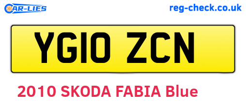 YG10ZCN are the vehicle registration plates.