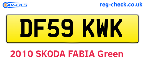 DF59KWK are the vehicle registration plates.