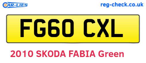 FG60CXL are the vehicle registration plates.