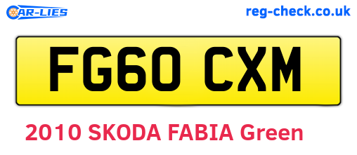 FG60CXM are the vehicle registration plates.