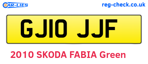 GJ10JJF are the vehicle registration plates.