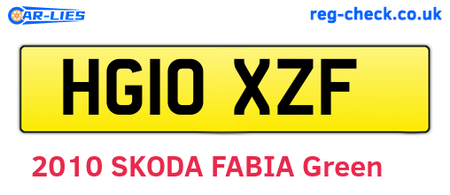 HG10XZF are the vehicle registration plates.