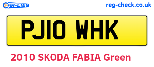 PJ10WHK are the vehicle registration plates.