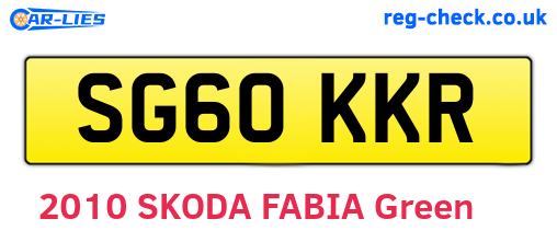 SG60KKR are the vehicle registration plates.
