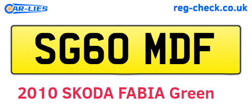 SG60MDF are the vehicle registration plates.