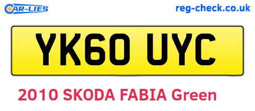 YK60UYC are the vehicle registration plates.