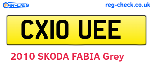 CX10UEE are the vehicle registration plates.