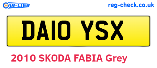 DA10YSX are the vehicle registration plates.