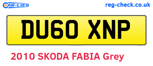 DU60XNP are the vehicle registration plates.
