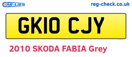 GK10CJY are the vehicle registration plates.