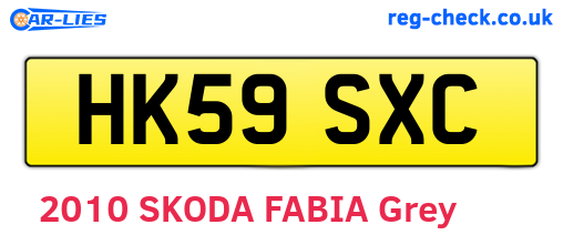 HK59SXC are the vehicle registration plates.