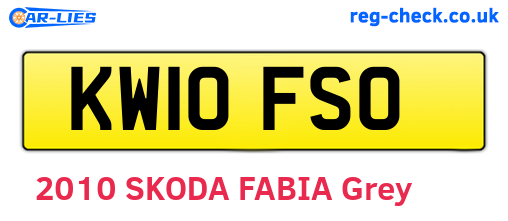 KW10FSO are the vehicle registration plates.
