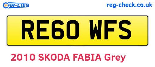 RE60WFS are the vehicle registration plates.