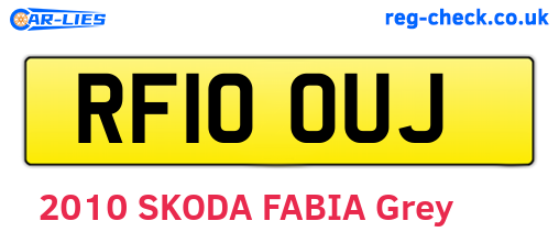 RF10OUJ are the vehicle registration plates.