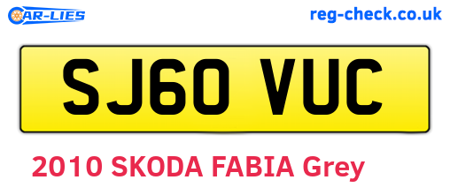 SJ60VUC are the vehicle registration plates.