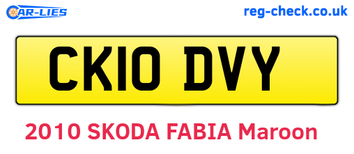 CK10DVY are the vehicle registration plates.