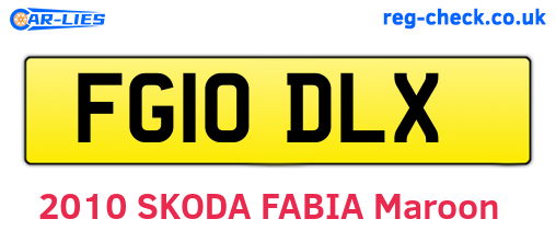 FG10DLX are the vehicle registration plates.