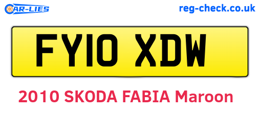 FY10XDW are the vehicle registration plates.