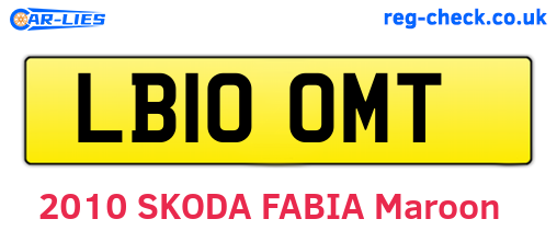 LB10OMT are the vehicle registration plates.