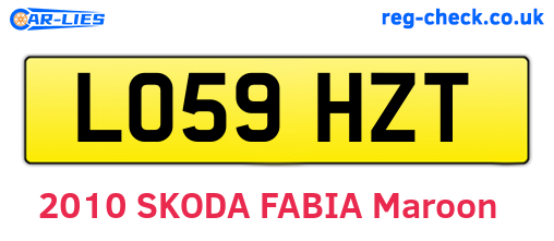 LO59HZT are the vehicle registration plates.