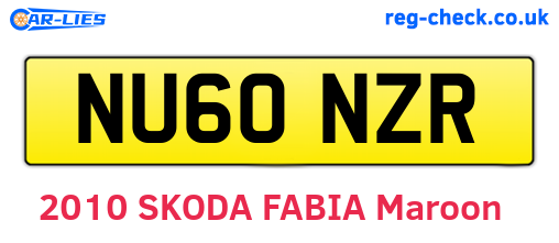 NU60NZR are the vehicle registration plates.