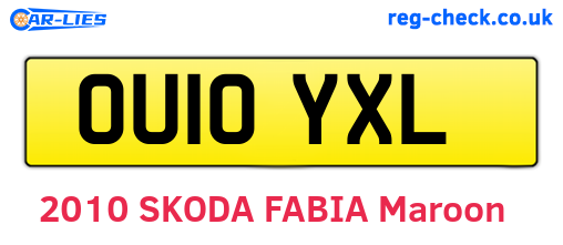 OU10YXL are the vehicle registration plates.