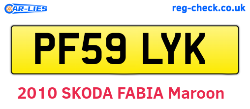 PF59LYK are the vehicle registration plates.