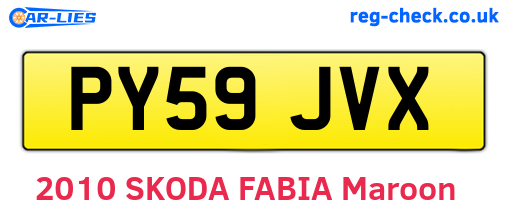 PY59JVX are the vehicle registration plates.