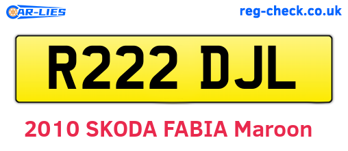 R222DJL are the vehicle registration plates.