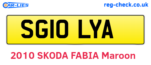 SG10LYA are the vehicle registration plates.