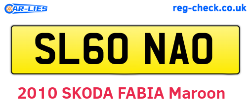 SL60NAO are the vehicle registration plates.