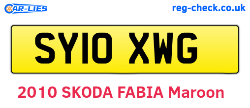 SY10XWG are the vehicle registration plates.