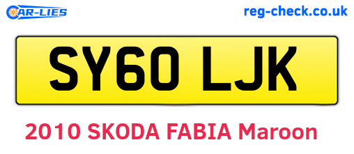 SY60LJK are the vehicle registration plates.