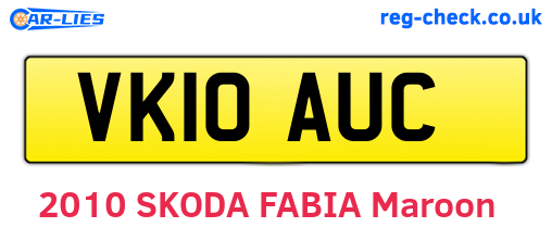 VK10AUC are the vehicle registration plates.