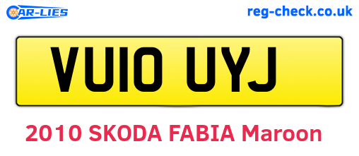 VU10UYJ are the vehicle registration plates.