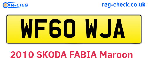 WF60WJA are the vehicle registration plates.