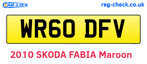 WR60DFV are the vehicle registration plates.