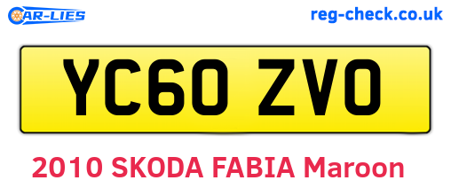 YC60ZVO are the vehicle registration plates.