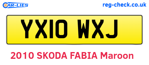 YX10WXJ are the vehicle registration plates.